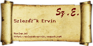 Szlezák Ervin névjegykártya