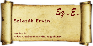 Szlezák Ervin névjegykártya