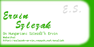 ervin szlezak business card